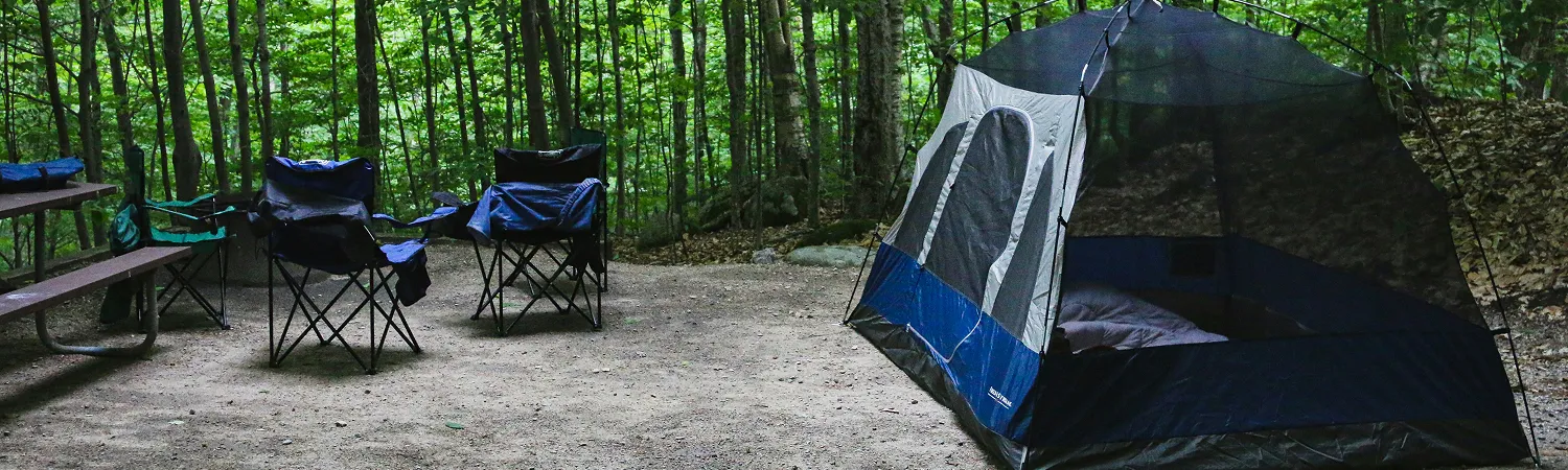 Tent camping under stars